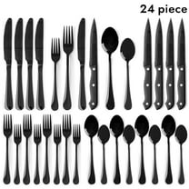 24 Pcs Silverware Set, Stainless Steel Mirror Polished Flatware For 4, With Steak Knives