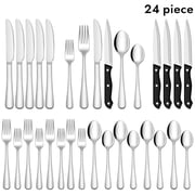 24-Piece Stainless Steel Flatware Sets, Silverware Sets Service for 4