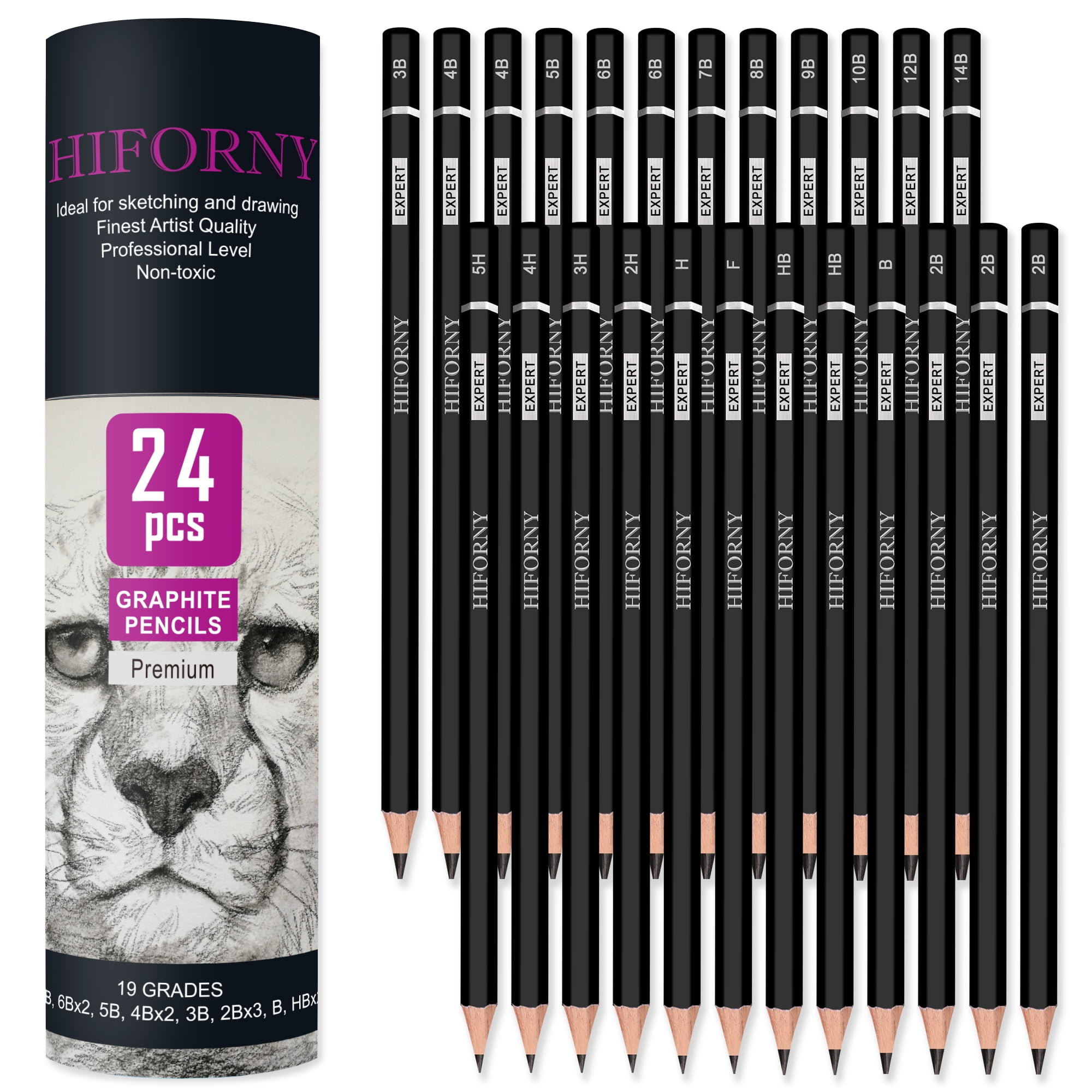 24 Pcs Sketch Pencils for Drawing,Graphite Pencils(14B - 5H),Drawing Pencils,Art Pencils,Graphite Pencils for Drawing,Drafting Pencils,Art Pencils with 19 Grades - Ideal for Beginners & Artists