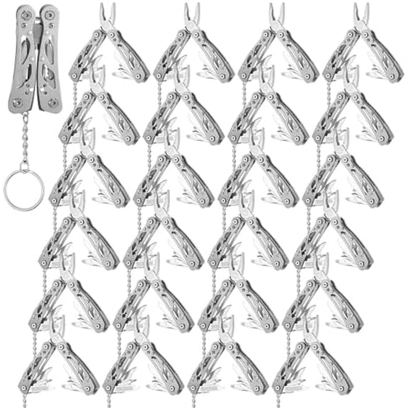 24 Pcs Small Multitool Pliers Gift for Men Stainless Steel Multitool Mini Pliers Foldable Knife, Bottle Opener, Screwdriver Apply to Survival, Camping, Dad Gifts for Father's Day (Grey)