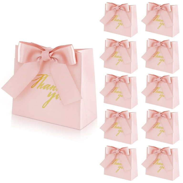 24 Pcs Small Thank You Gift Bags, Mini Party Favor Bag Treat Box with Bow Ribbon, Pink Paper Gift Bags Bulk for Wedding, Birthday, Bridal Shower, Baby Shower (4.5x1.8x4 Inch) - Walmart.com