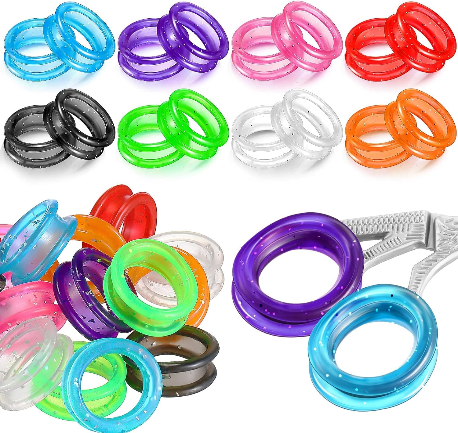 24 Pcs Soft Silicone Scissors Finger Rings Dog Grooming Scissors