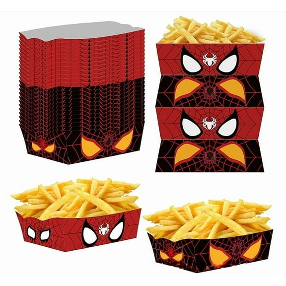 24 Pcs Spiderman Party French Fry Box for Anime Theme Birthday Party Supplies Decor,Girls Kids Birthday Game Party Kraft Paper Gift Bag Decoration