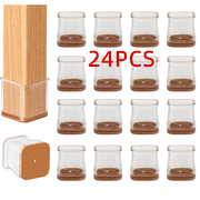 24 Pcs Square Chair Leg Protectors for Hardwood Floors, Felt Furniture Floor Protectors with Silicone Caps