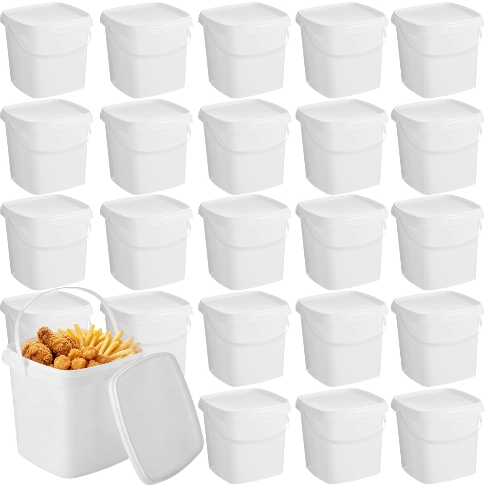 24 Pcs Square Food Storage Containers with Lid & Handle, 2L / 68 oz ...