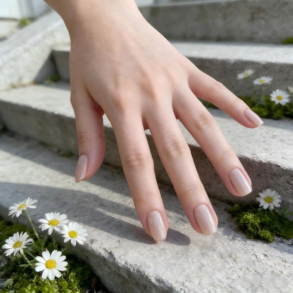 24 Pcs Square Press on Nails Short Length, Press on Nude Fake Nails Acrylic, Solid Color Small Nude Nails Set, Neutral Gel Glue on Nails Short, Stick on Nails For Women Finger Decoration