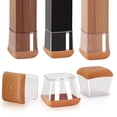 thumbnail image 1 of 24 Pcs Square Silicone Chair Leg Floor Protectors with Felt, Floor Protectors for Chair, Felt Furniture Pads, Chair Leg Caps Covers, No Scratches and Reduce Noise (Fit: 0.8''–1.02'', Clear), 1 of 8