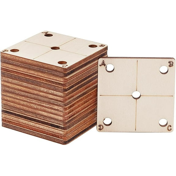 24 Pcs Square Weaving Card 1.8x1.8 Inch Wood Tablet Weaving Card with 5 Holes Handmade Weaving Tools for Inkle Loom Wood Loom Weaving Supplies DIY Projects for diy