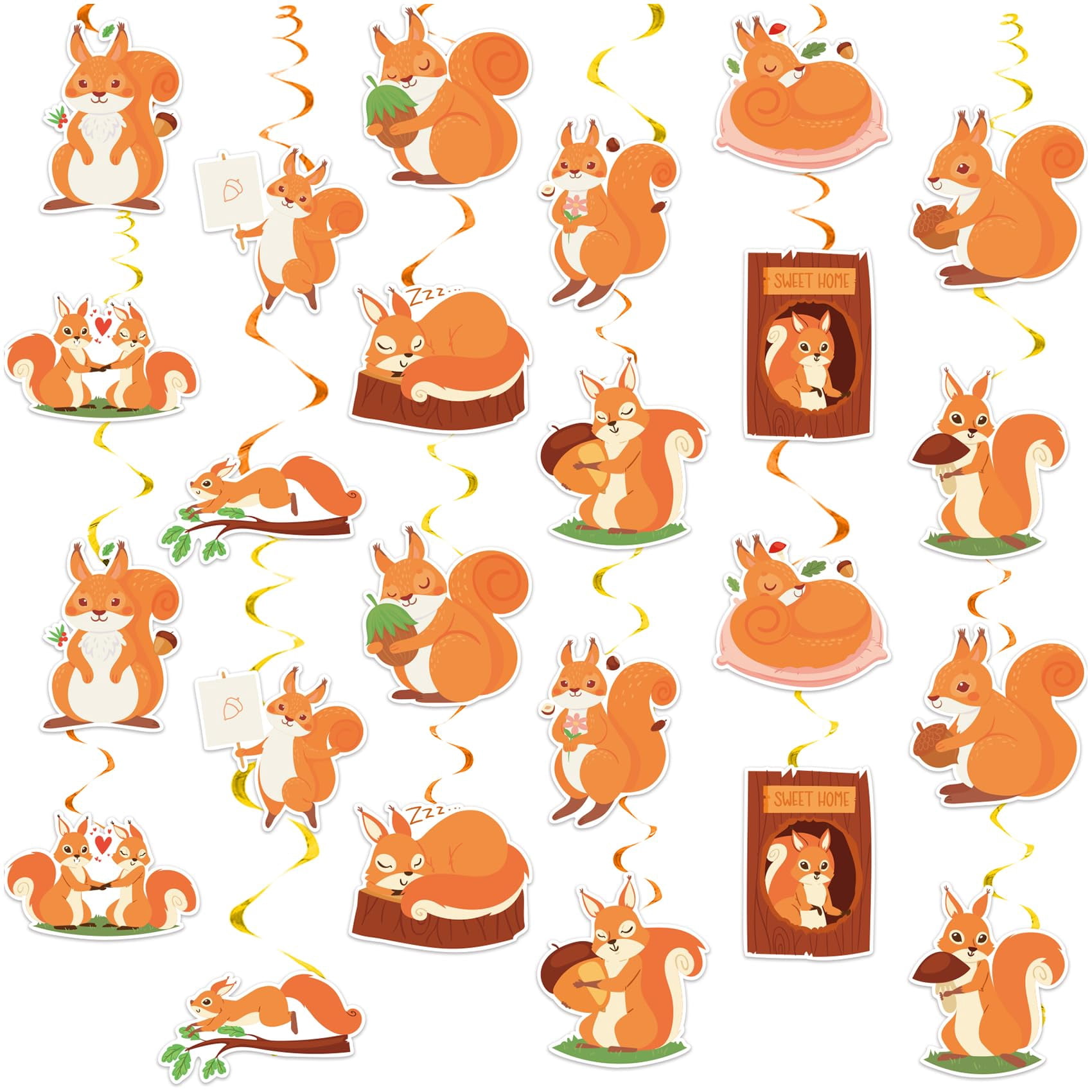 24 Pcs Squirrel Themed Hanging Decorations for Birthday Party Events ...