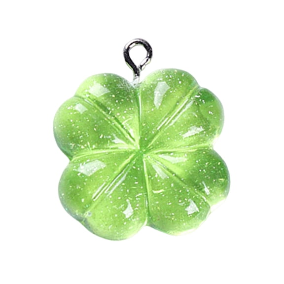 24 Pcs St. Patrick's Day Shamrocks Mini Resin Ornament Set, Good Luck Clover Hanging Bauble Pendant Decoration for Keyring Tree Shelf Home Decor Irish Festival(Green)