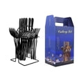 thumbnail image 1 of 24 Pcs Stainless Steel Knife Fork and Spoon Set Flatware Sets with Box and Rack, 1 of 5