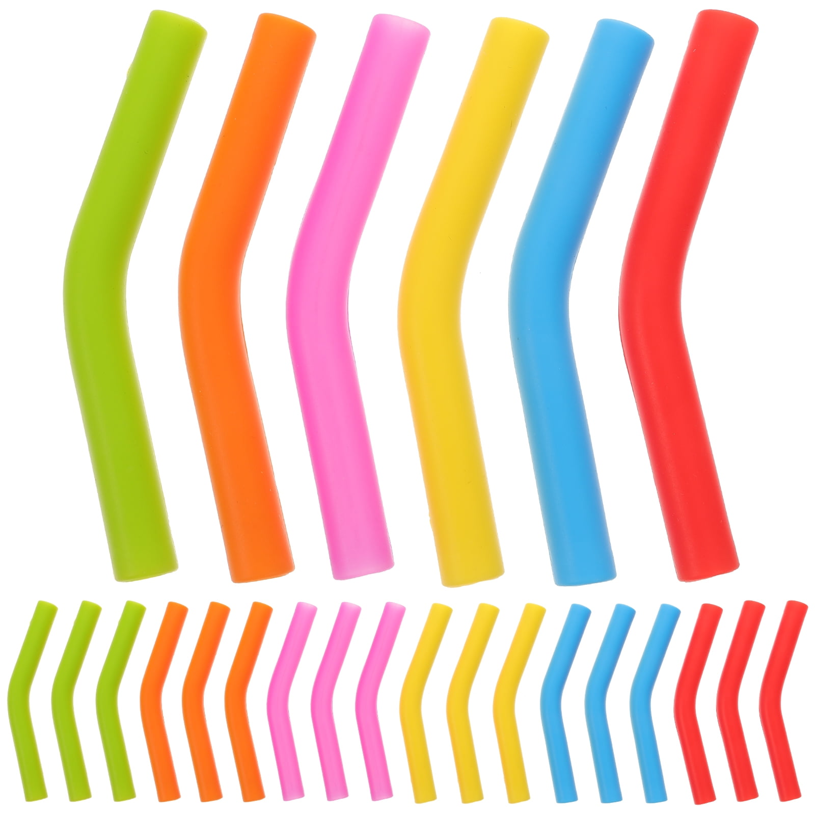 24 Pcs Stainless Steel Straw Cover Straws Rubber Straw Tips Picnic