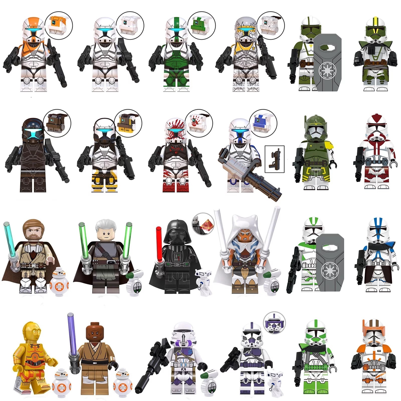 24 Pcs Star Wars Action Figures Building Blocks Toys Set, Collectible 1 ...