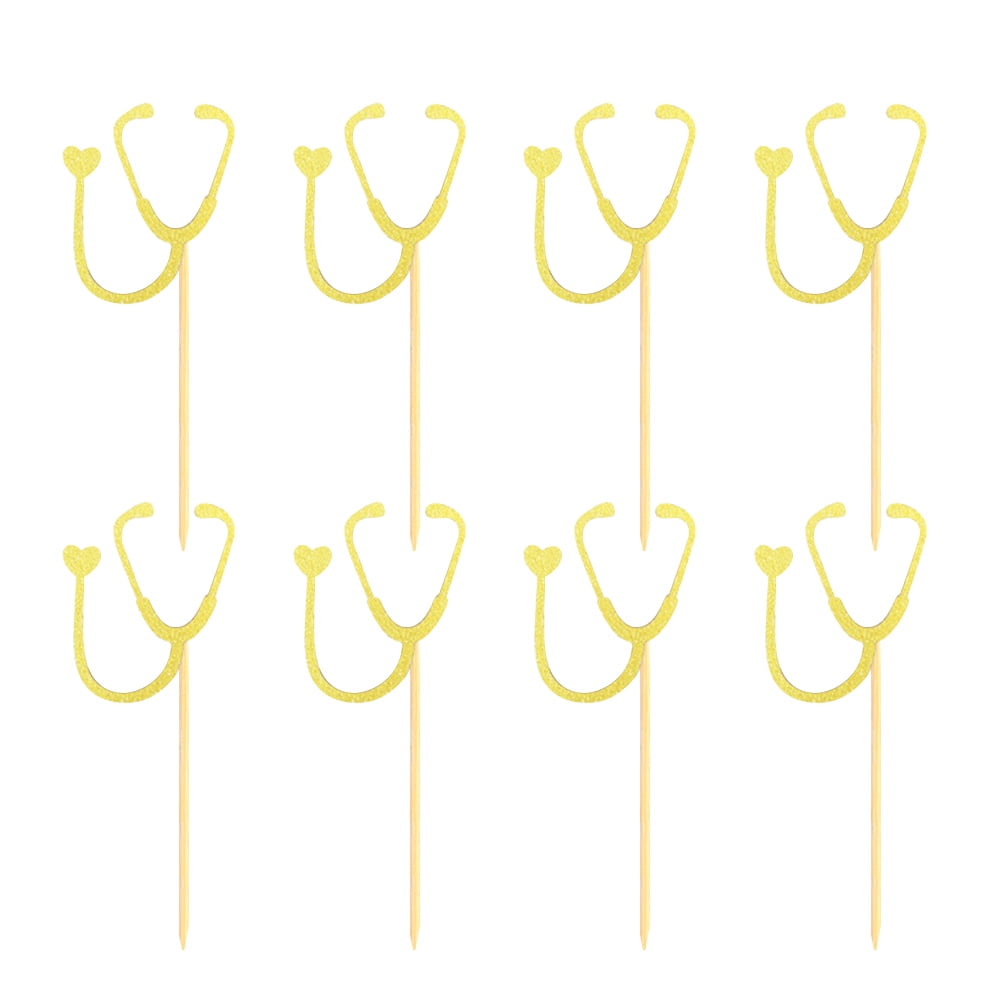 24 Pcs Stethoscope Shape Cupcake Toppers Decoration Doctor Medical