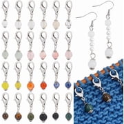 24 Pcs Stone Bead Stitch Markers 12 Styles Natural Mixed Gemstone Round Beads Stitch Markers Stitch Needle Clip Crochet Markers for DIY Knitting Weaving Sewing Accessories Jewelry Making