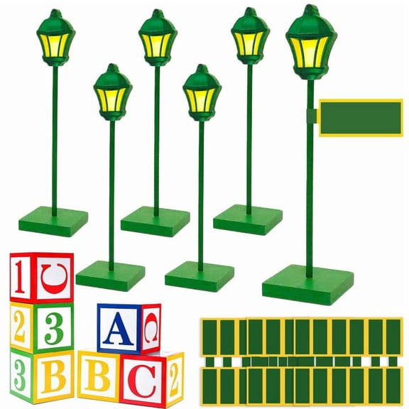 24 Pcs Street Sign Wooden Lamp Post with Street Sign Sticker Abc Friend Street Party Decoration, Lamp Post Centerpiece Street Party Supplies for Birthday Party Decor Friend Street Decoration C113