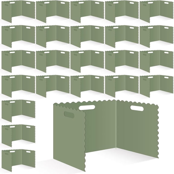 24 Pcs Student Desk Privacy Boards Sage Green Wavy Edges Classroom Desk Divider Shield Scalloped Edge Privacy Panel Folders Screen Partition for School Teacher Student Test Supplies