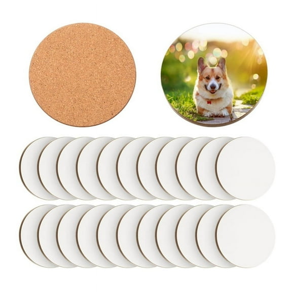 24 Pcs Sublimation Coasters 4 X Inch Hardboard Coaster Cork and MDF Blank Car