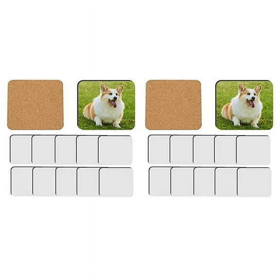 24 Pcs Sublimation Square Coaster Blanks Bulk MDF Blanks Hardboard Cork Coasters Blank MDF Cork Coasters