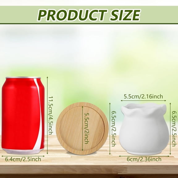 24 Pcs Succulent Pots 2.5 Inch Ceramic Small Mini Pots Figurines Paint Easter Gifts Kit Unpainted Ceramic Bisque with Drainage Hole Ready to Paint for Classroom (Matte Style)