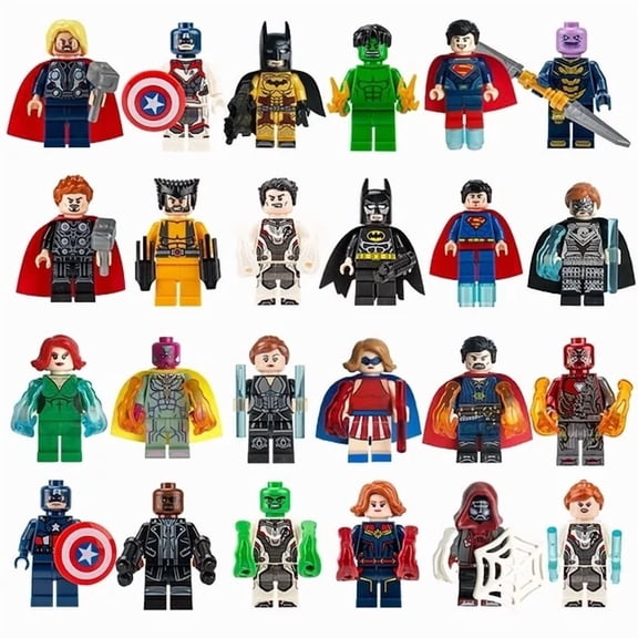 24 Pcs Superhero Building Blocks Figures Set, 1.77 Inch Mini Action Figure Building Kits, Ideal Gift for Toy Collectors & Fans