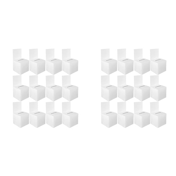 24 Pcs Sweepstakes Ballot Box Ballot Box Donation Box for Fundraising, Cardboard Box with Slots, 6 x 6 x 6 Inches,24 x white boxes,White