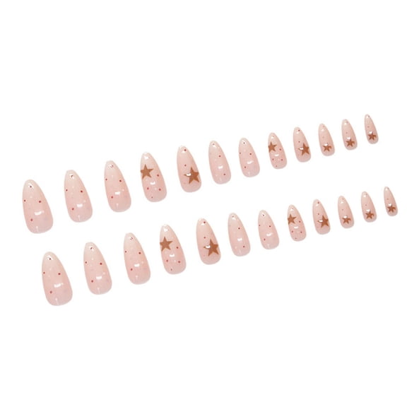 24 Pcs Sweet On Nails with Star Polkas Dots Designs Full Covers False Nails Manicures Supplies