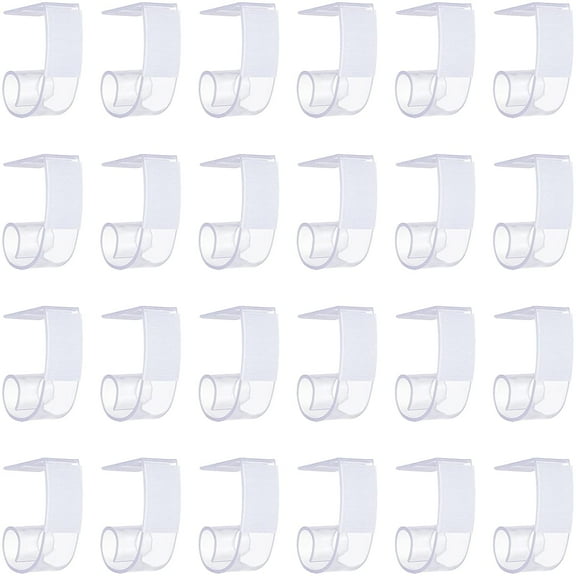 24 Pcs Table Cover Tablecloth Clips Plastic Table Skirting Clips Clear Table Cover Cloth Clamps with Hook and Loop at The Back Side