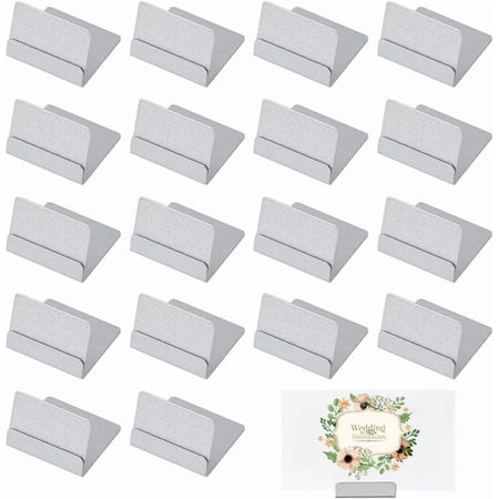 24 Pcs Table Number Holders Stainless Steel Metal Place Card Stands Picture Holder for Price Tags Ideal for Weddings Anniversaries Silver