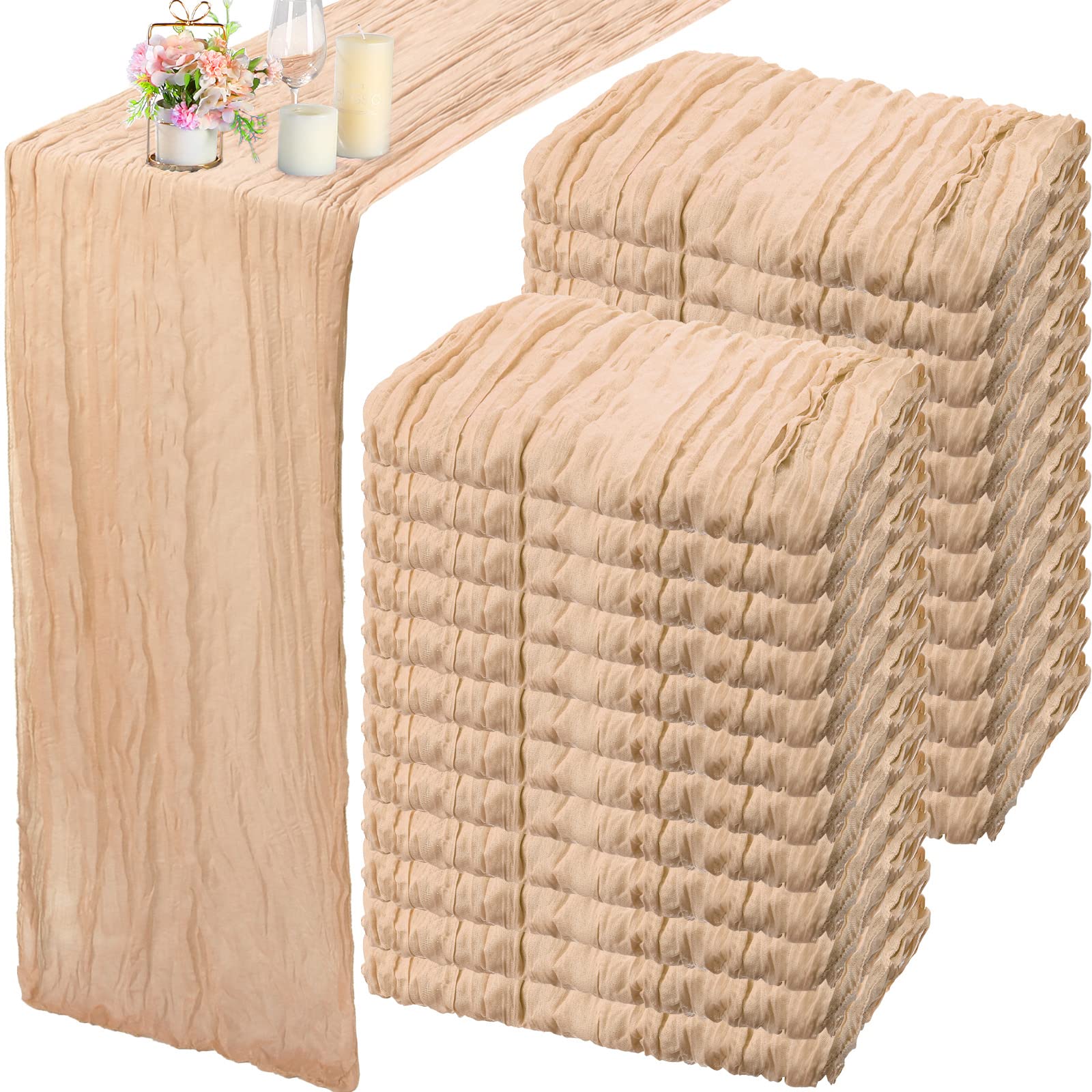 24 Pcs Table Runner Bulk Cheesecloth Table Runners Bulk Wide Gauze