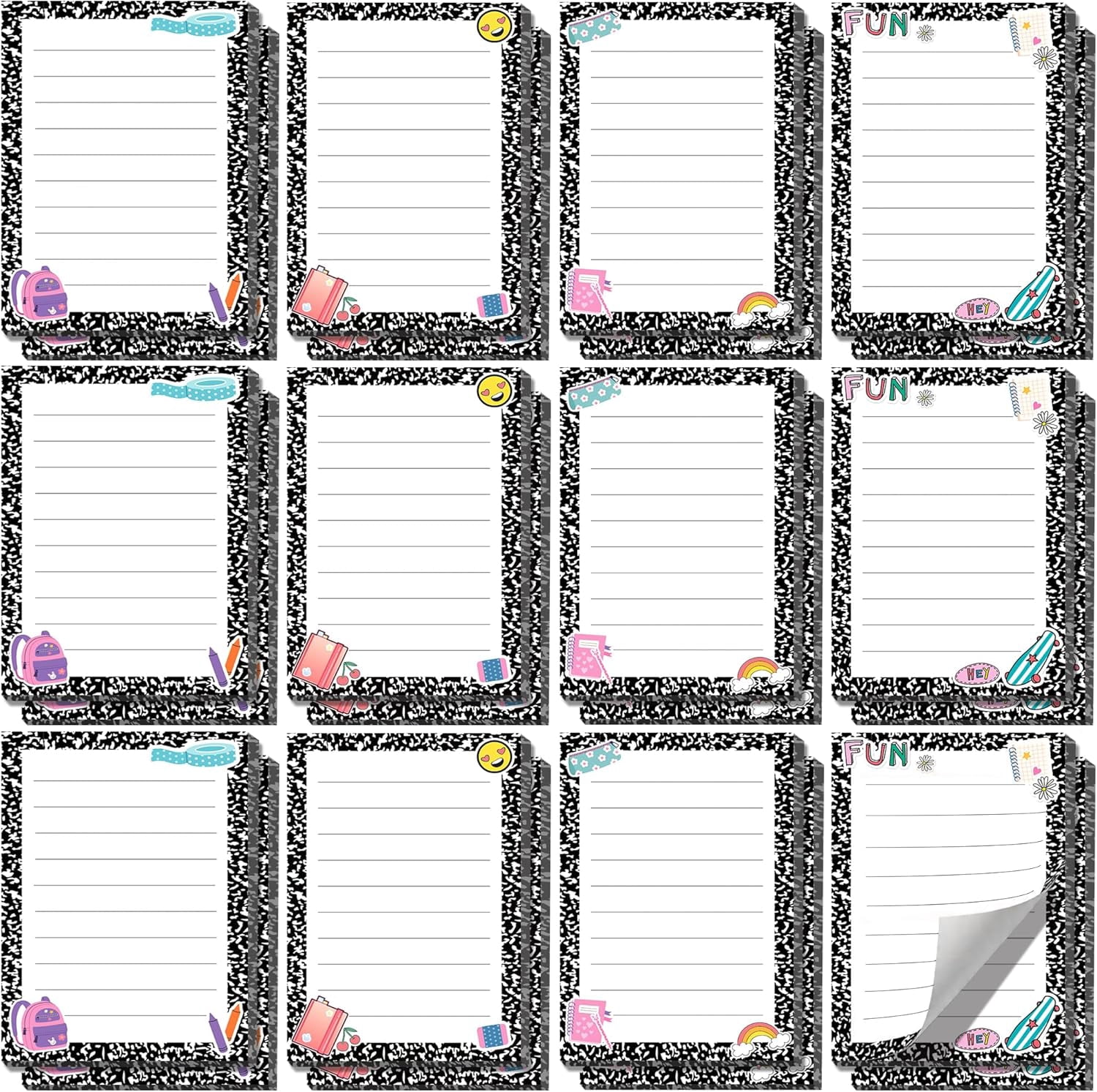 24 Pcs Teacher Appreciation Gifts Bulk, Funny Teacher Sticky Notes, End of Year Thank You Gifts Notepad for Teacher Employee Team Coworker Office Supplies(Composition Notebook)