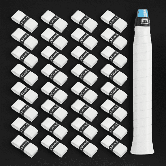 24 Pcs Tennis Racket Grip Tape, White Precut Badminton Racket Overgrips Tape, Anti Slip and Absorbent Grip Tape