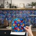 thumbnail image 1 of 24 Pcs Tiles Decals Blue Flowers Tile Wall Stickers 6x6inch Self Adhesive Waterproof Removable Peel and Stick for Kitchen Bathroom Art Decor, 1 of 11