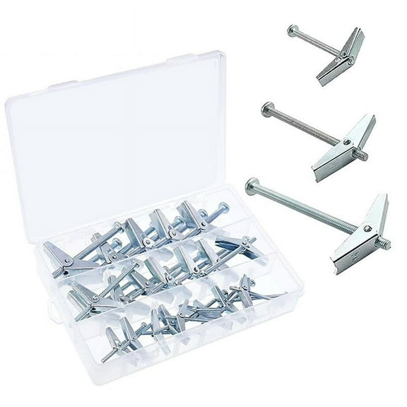 24 Pcs Toggle Bolt and Wing Nut Kit for Hanging Heavy Items on Drywall - 1/8 Inch, 3/16 mj4486