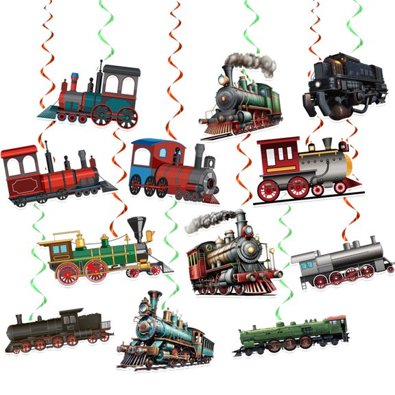 24 Pcs Train Hanging Swirls Birthday Party Decorations Retro Train Party Supplies