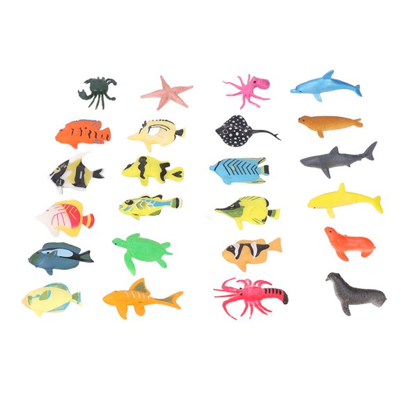 24 Pcs Tropical Fish Playset Educational Realistic Ocean Marine Animal Toy Figures, Underwater Sea Creatures Model Set for Toddlers Kids Party Favors Cake Toppers Fish Tank Decorations (10 Inches)