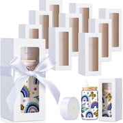 24 Pcs Tumbler Gift Boxes with Ribbon for Sublimation Glass Exhibition Box Transparent for 12oz 16oz 20oz Drinking Cup Glasses Jars Mug Can Blanks White