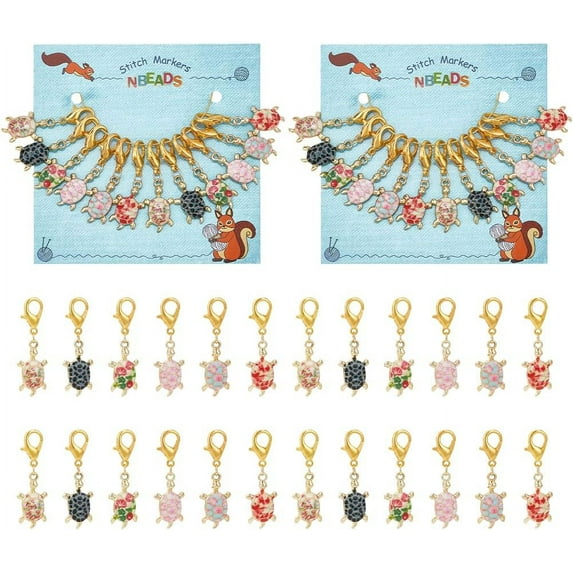 24 Pcs Turtle Stitch Markers Enamel Crochet Stitch Marker Removable Lobster Claw Clasps Locking Stitch Marker for Knitting Weaving Sewing Jewelry Making
