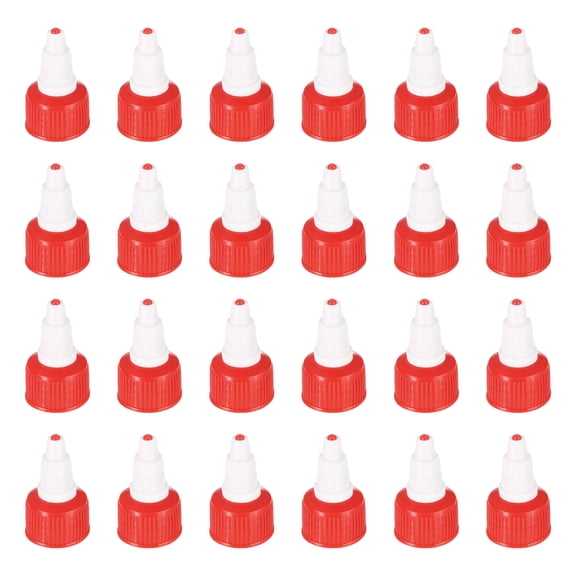 24 Pcs Twist Top Caps, 20/410 Plastic Squeeze Bottle for Glue Dispensing Bottles Dispensing Caps(Red/White)