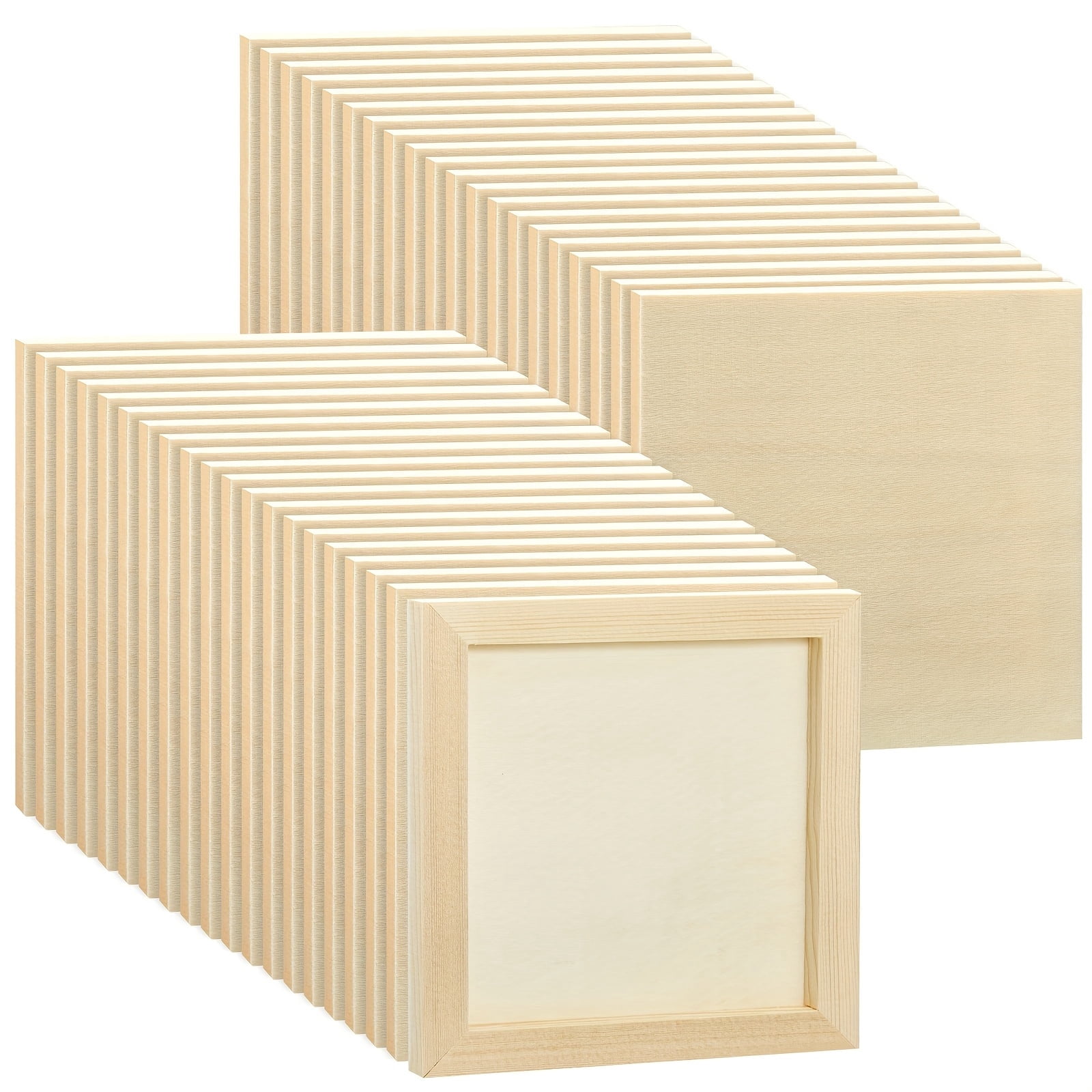 24 Pcs Unfinished Pine Wood Panels, 6'' x 6'' Square Wood Canvas & Painting Boards, Ideal for DIY Crafts, Acrylic Painting, Photo Frames & Art Projects