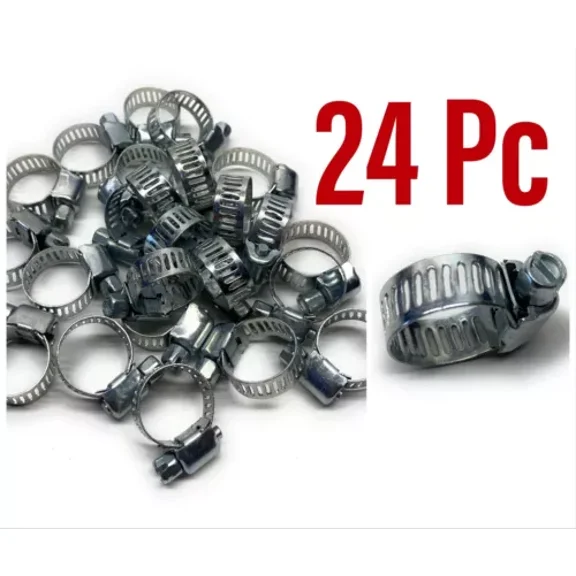 24 Pcs Universal Hose Clamps 5/8" Adjustable Steel Band Worm Clip