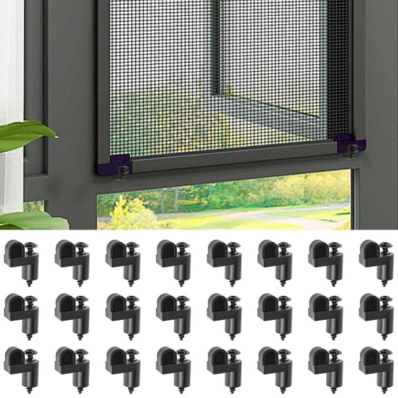 24 Pcs Universal Window Screen Clip 3/8 Inches Reusable Plastic Storm Window Clip with 24 Cross Head Screw for Fixing Storm Panel