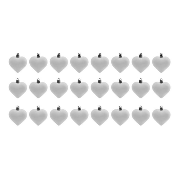 24 Pcs Valentine's Day Heart Shaped Ornaments for Tree Hanging,Wedding, Anniversary Party Decorations(White,1.77'')