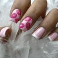 thumbnail image 1 of 24 Pcs Valentines Press on Nails Medium Square French Tip Fake Nails with Red Lips Designs Light Pink Full Cover False Nails Stick on Nails for Women Girls Valentines Nails Style 13 0.04 Fl Oz, 1 of 4