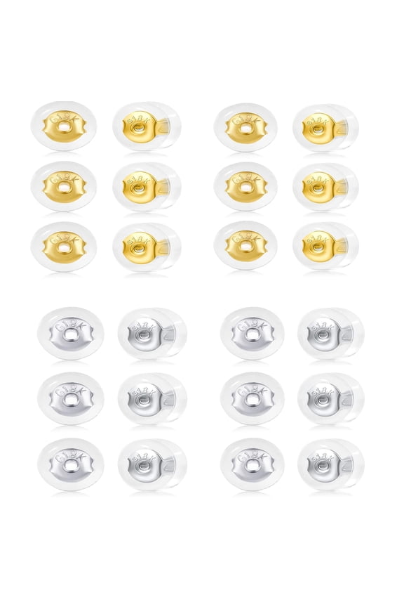 [24 Pcs Value Pack] Comfortable Silicone Earring Backs for Studs, Secure Locking Earring Lifters for Droopy Ears, Hypoallergenic Safety Earring Backings Replacements