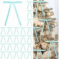 24 Pcs Velvet Bows for Christmas Tree, Elegant Khaki Christmas Tree Bows, 5”x7” Pre-Tied Velvet Ornaments for Wreaths Garland Gifts Holiday Décor, Brown Ribbon Bows for Xmas(3/8”)