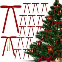 24 Pcs Velvet Bows Christmas Tree Ornaments Vintage Velvet Ribbon Bows for Tree Garland Wreath Indoor Xmas Decorations(5 x 7 Inch, Width of 3/8")