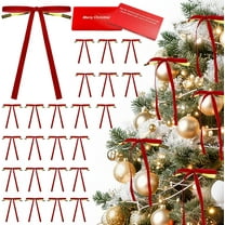 24 Pcs Velvet Bows for Christmas Tree Ribbon Bows for Home Tree Garland Wreath Indoor Rustic Crafts Gift Xmas Decorations Holiday Wedding Outdoor (Red)