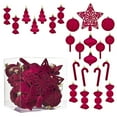 thumbnail image 1 of 24 Pcs Velvet Christmas Balls Hanging Ornaments Set Flocked Ornaments for Xmas Tree Decoration with Hanging Star Tree Topper Assorted Flocked Baubles, 1 of 6