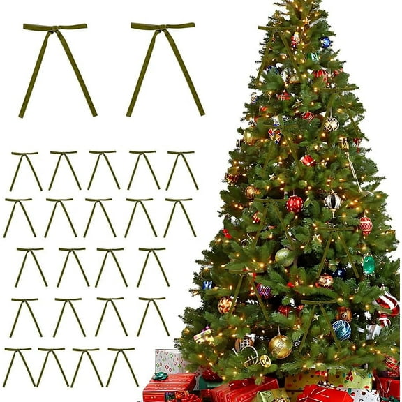 24 Pcs Velvet Christmas Bows, 5 x 7 Inch Velvet Bows for Christmas Tree, Vintage Ribbon Velvet Bows for Wreaths, Gifts,Door, Garland, Home Decor, Christmas Tree Bows for Christmas